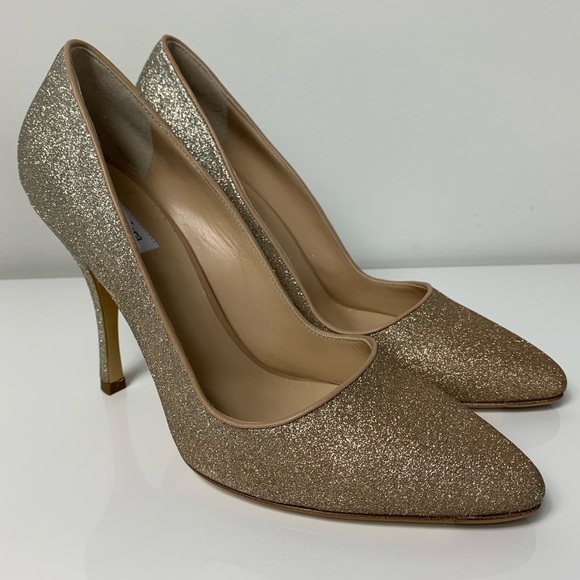 NEW MAXMARA ZELIG Glitter  Gold Pumps Shoes - Picture 3 of 8
